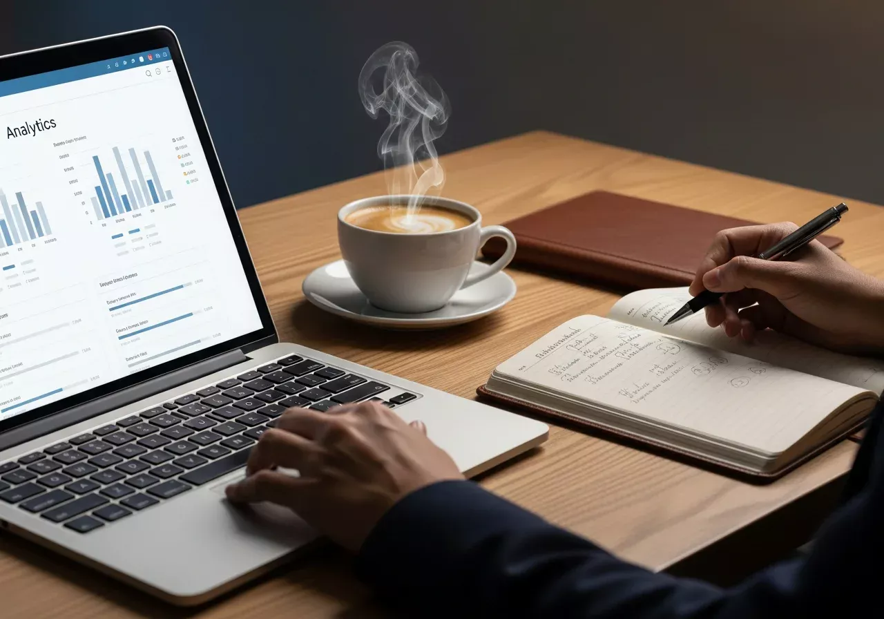 Espaco de trabalho mostrando combinacao de analise estatistica quantitativa e notas qualitativas